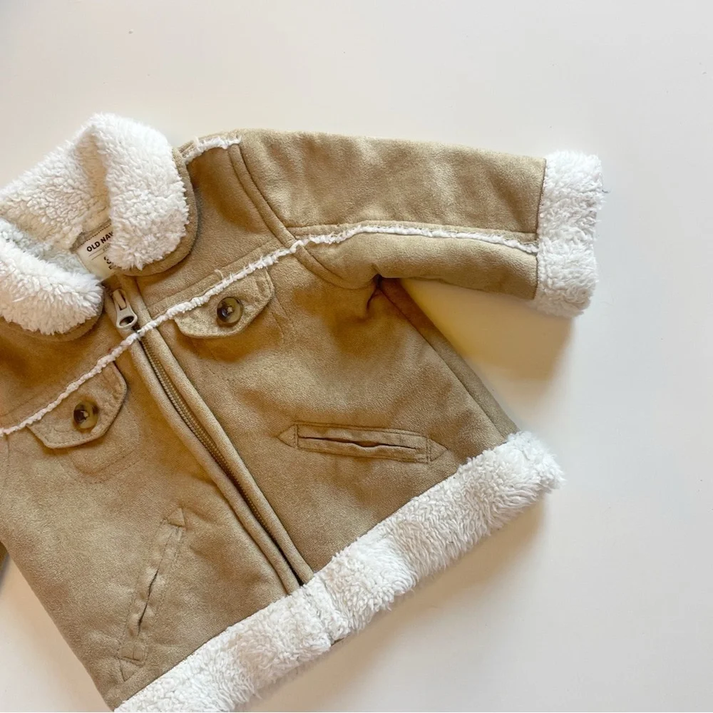 Old Navy Faux Suede / Sherpa Jacket | 3-6m